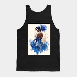 Flamenco Dancer - Watercolor Blue Tank Top